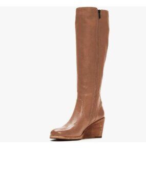 FSJ Peru Buckle Zipper Wedge Heels Closed Point Toe Fancy Pull On Office Boots